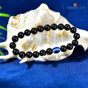 Black Tourmaline with Evil Eye Bracelet