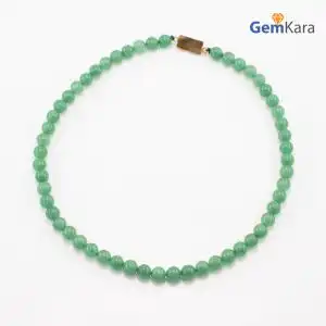 Green Aventurine Gemstone Oval Beads Necklace Jewelry