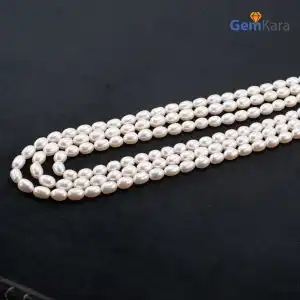 Pearl Gemstone Oval Beads Necklace Jewelry